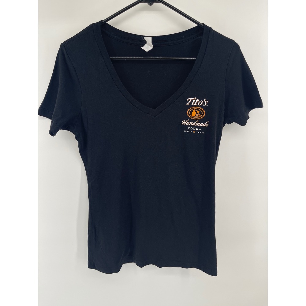 Titos Handmade Vodka Austin Texas V-Neck T-Shirt Black Bar Liquor Apparel Large